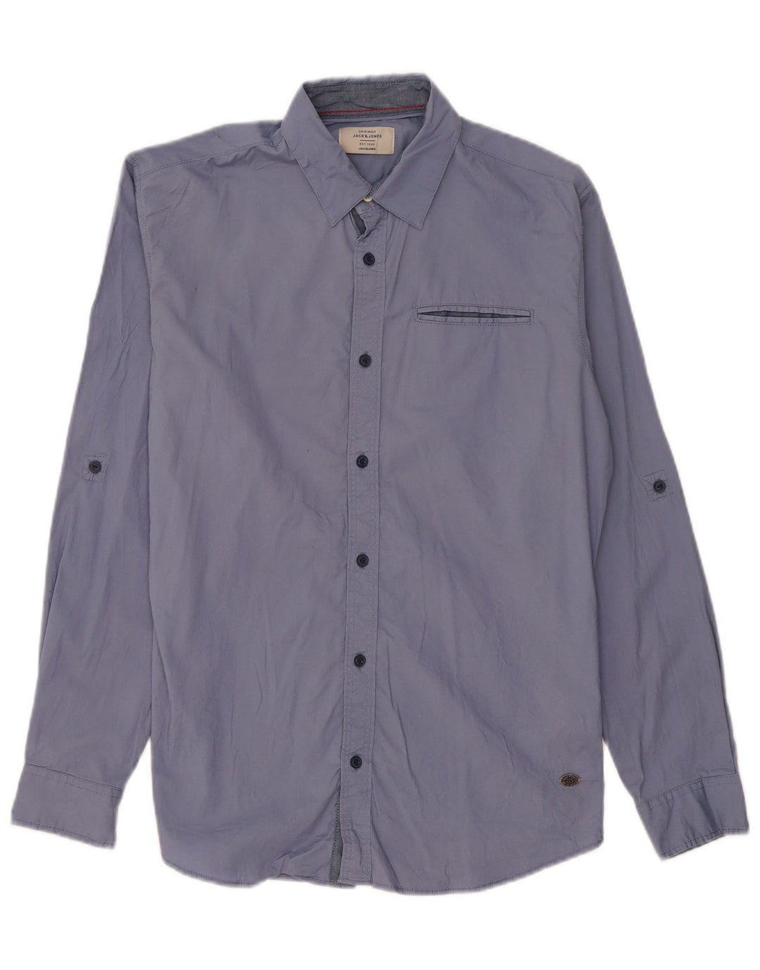 Camisa masculina JACK & JONES algodão azul médio