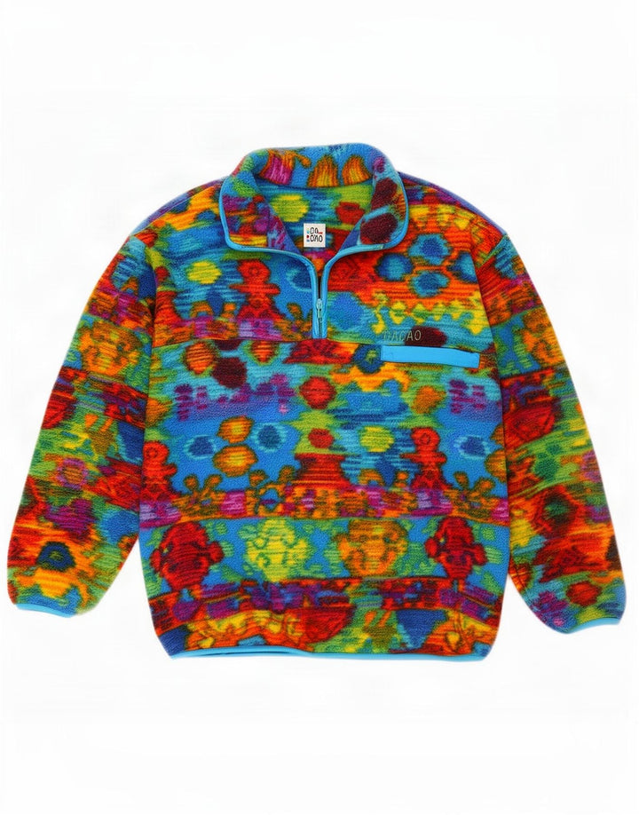 Suéter de lã feminino vintage com gola e zíper EU 40 médio multicolorido