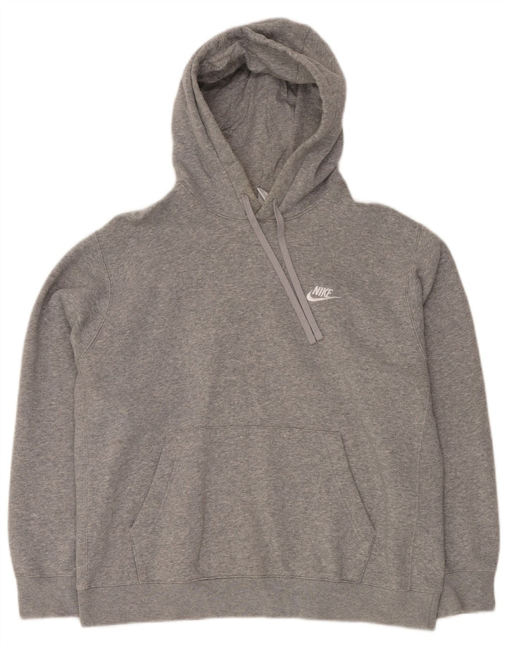 NIKE Mens Hoodie Jumper Grande Algodão Cinza