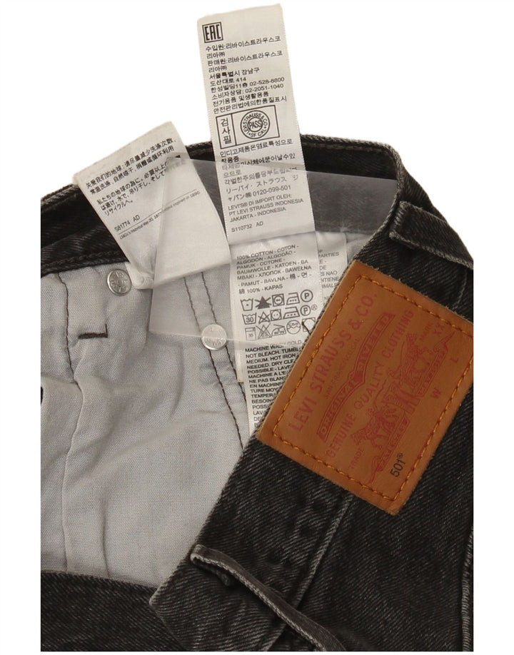 Calça jeans feminina Levi's 501 Straight W25 L26 algodão cinza