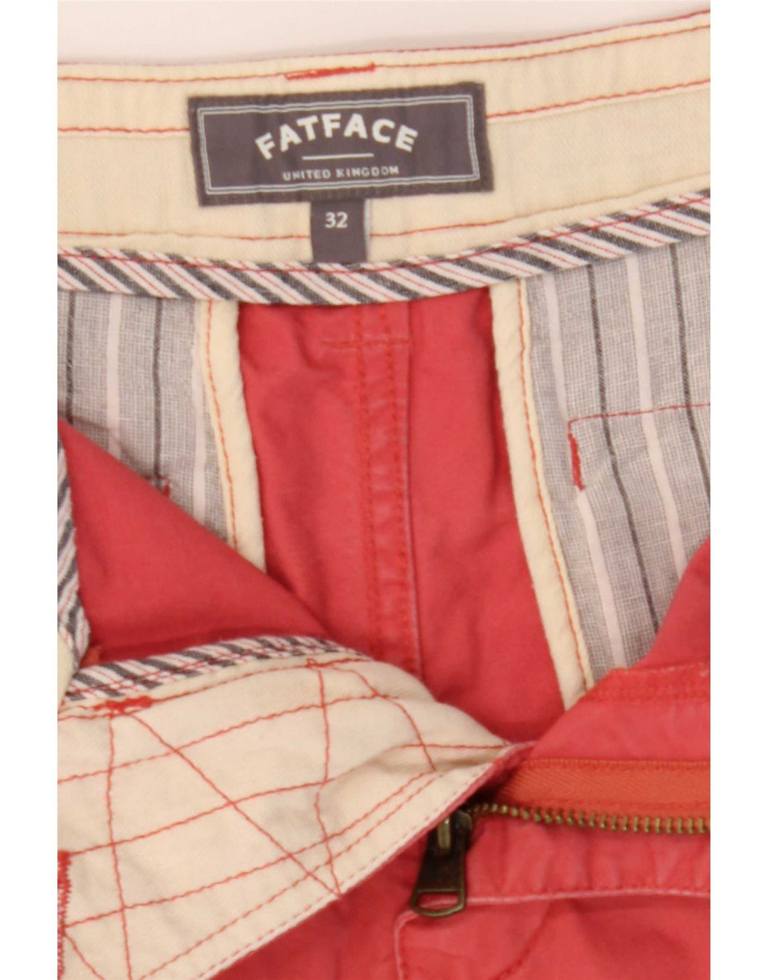 Shorts Chino Masculino Fat Face W32 Algodão Vermelho Médio