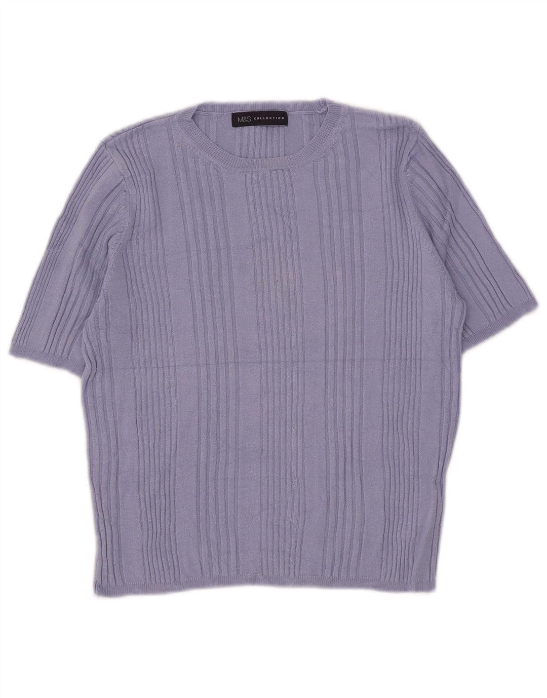 Suéter feminino Marks & Spencer de manga curta com gola redonda Reino Unido 14 Médio B