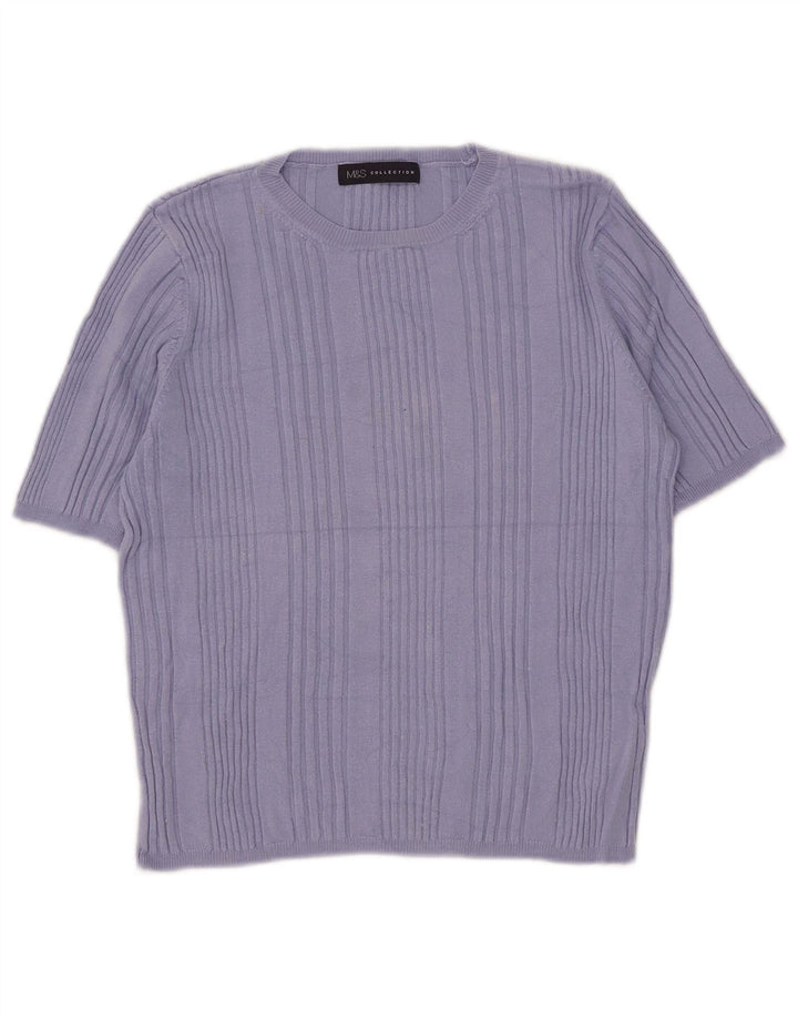 Suéter feminino Marks & Spencer de manga curta com gola redonda Reino Unido 14 Médio B