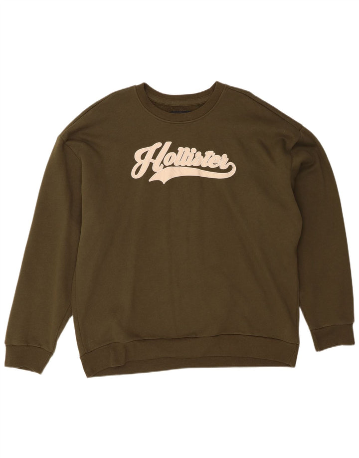 Moletom masculino HOLLISTER com ajuste relaxado e gráfico 2XL algodão verde
