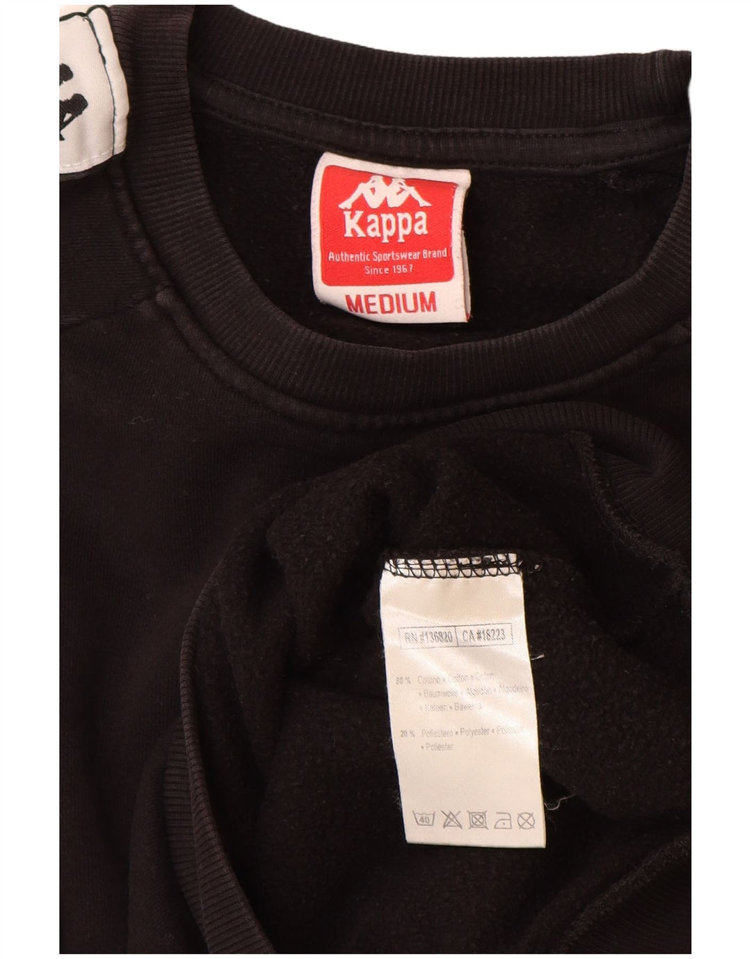 KAPPA moletom gráfico masculino jumper médio preto colorblock algodão
