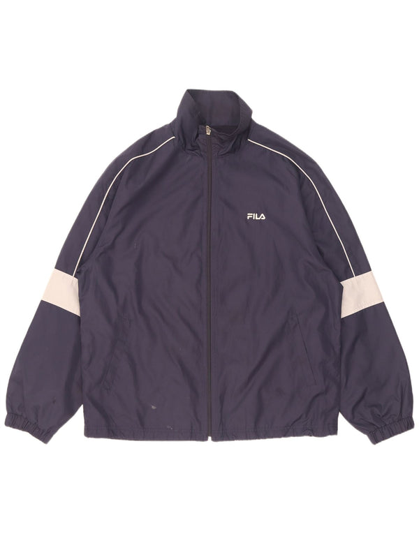 Jaqueta de chuva masculina Fila UK 38 poliéster colorblock azul marinho médio