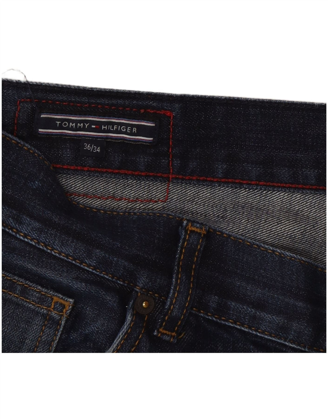 Tommy Hilfiger Masculino Slim Jeans W36 L24 Azul Marinho Algodão