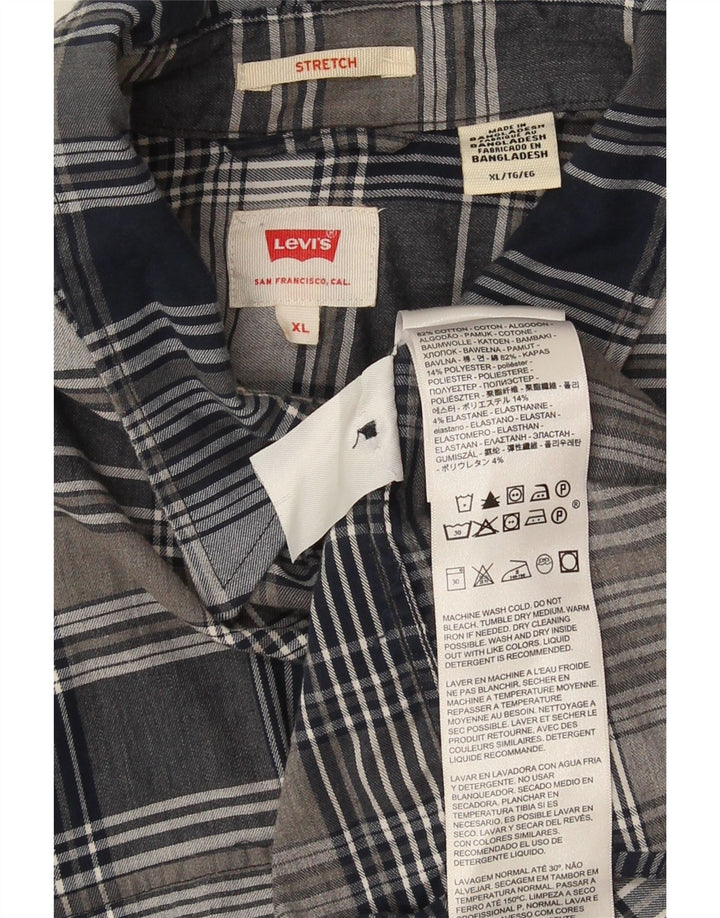 Camisa masculina de manga curta Levi's XL azul marinho xadrez algodão