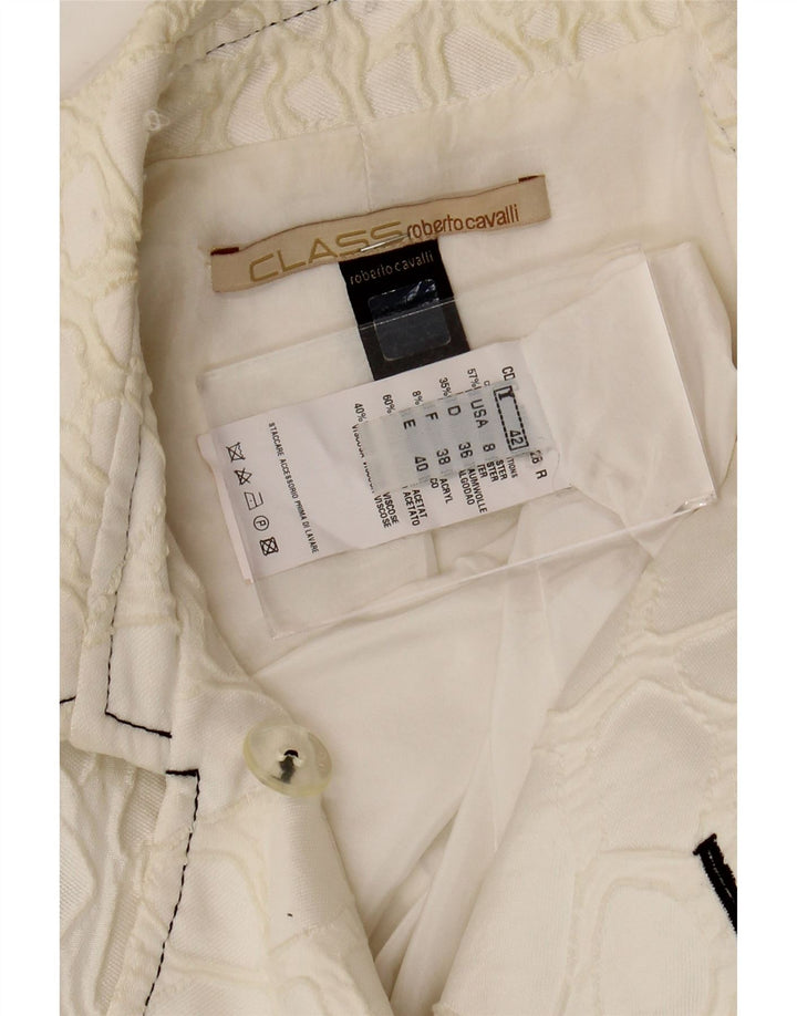 Jaqueta Blazer Feminina Roberto Cavalli IT 42 Média Off White Geométrica