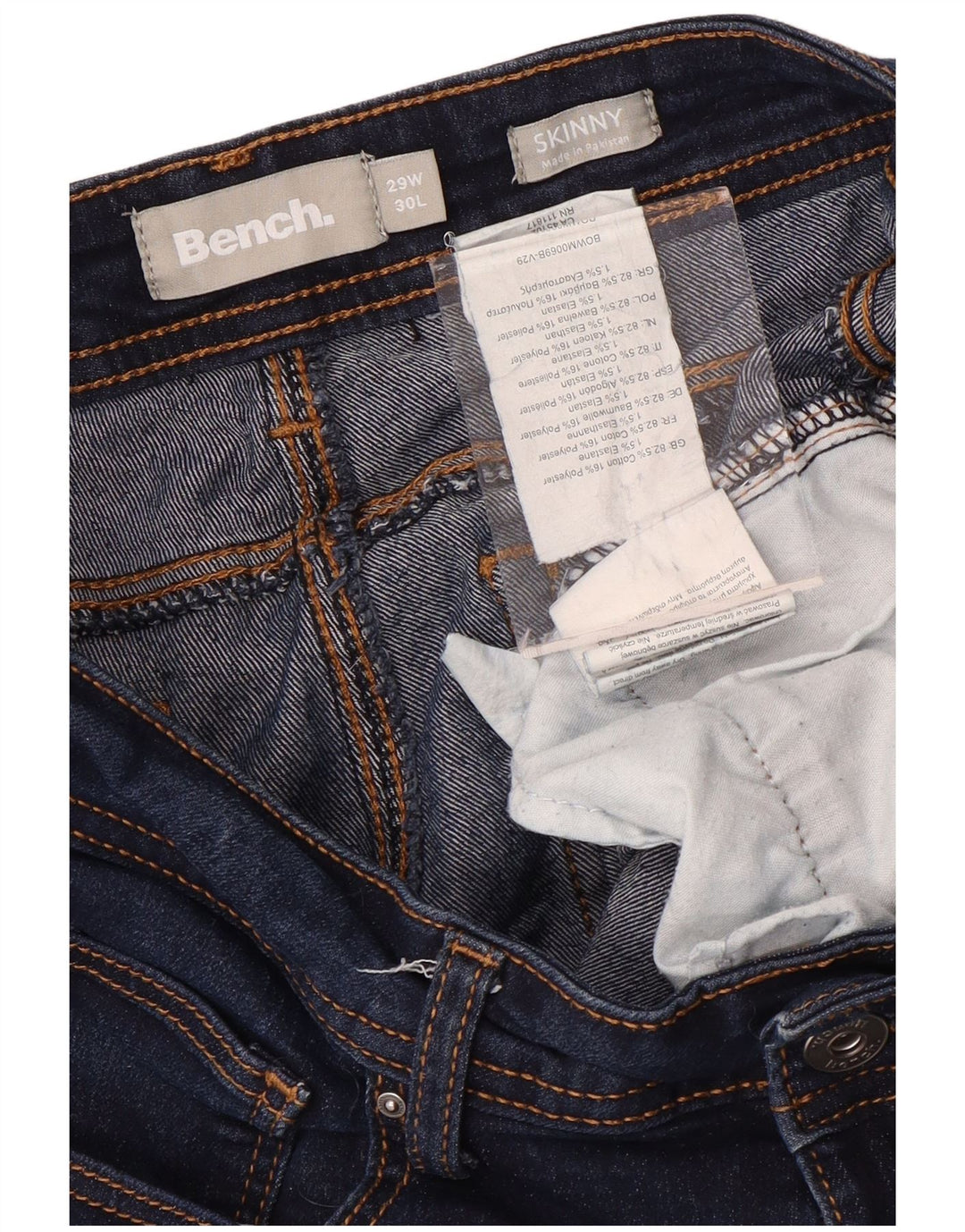 BENCH Jeans skinny feminino W29 L30 algodão azul marinho