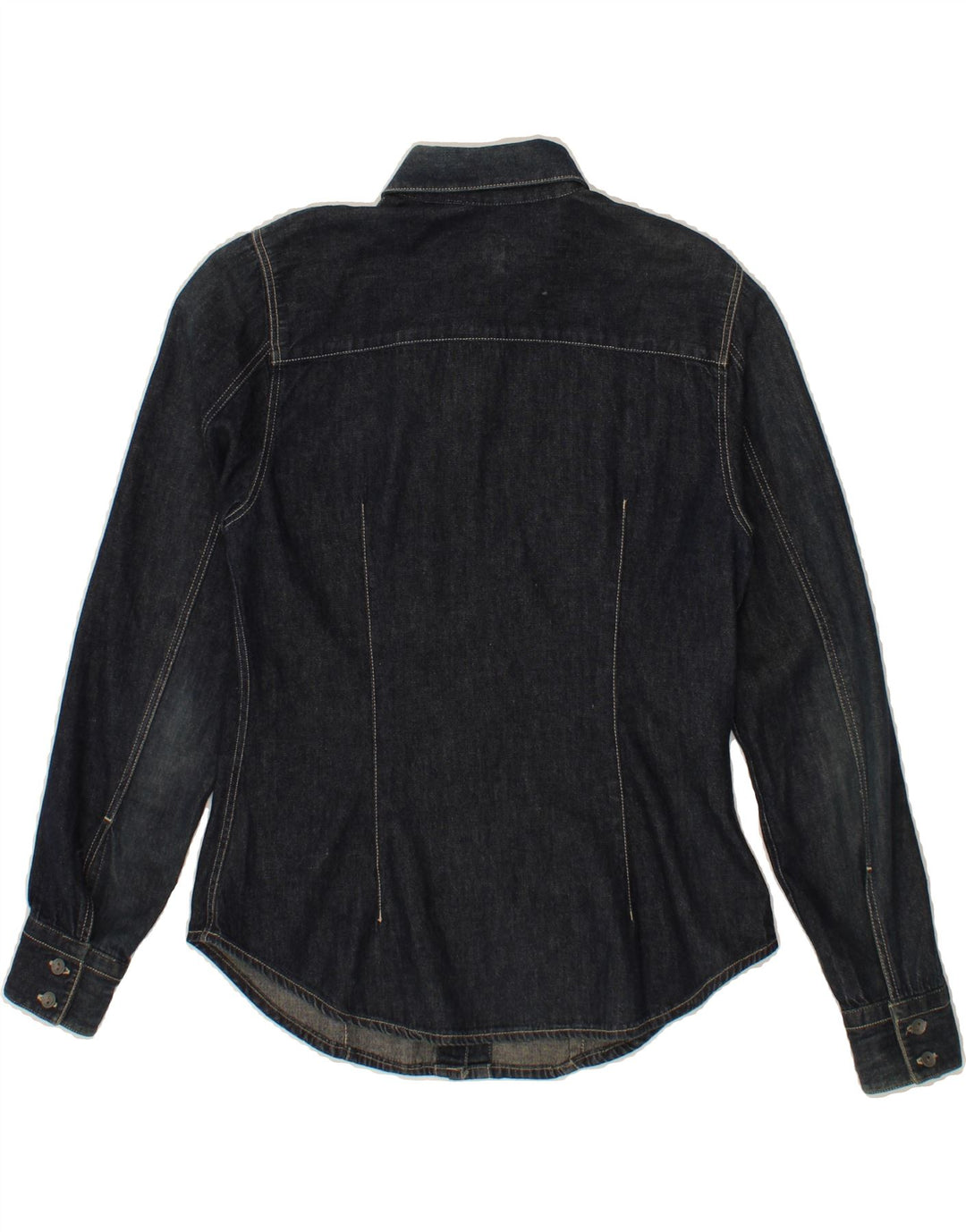 CALVIN KLEIN Womens Denim Shirt UK 10 Small Navy Blue Cotton Vintage Calvin Klein and Second-Hand Calvin Klein from Messina Hembry 