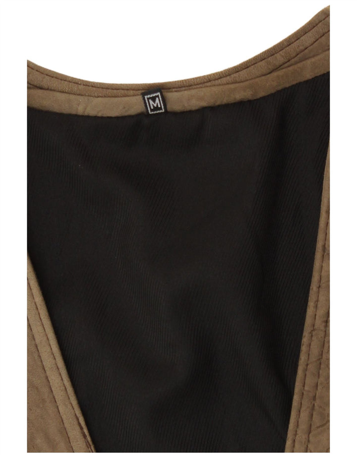 Colete utilitário de camurça masculino vintage UK 38 marrom médio