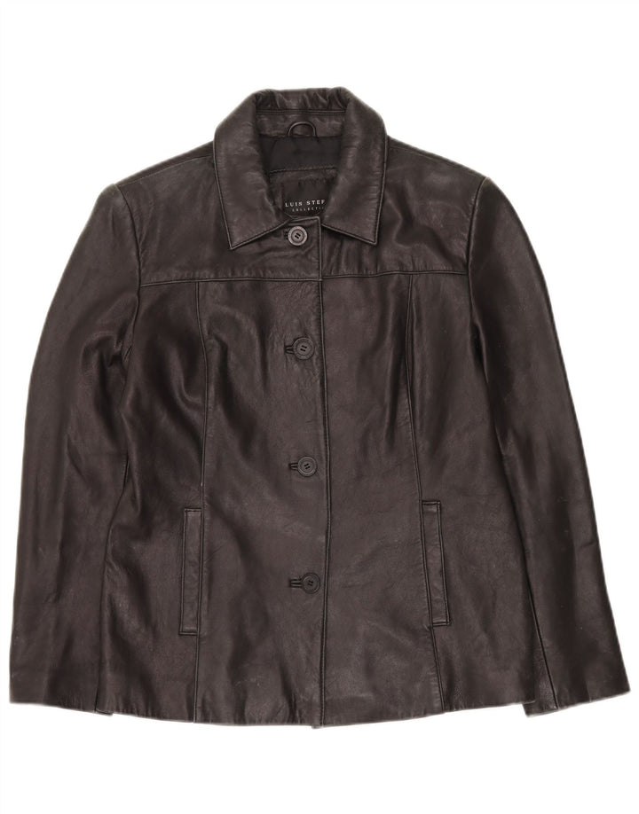 Jaqueta de couro feminina VINTAGE Reino Unido 16 grande couro preto