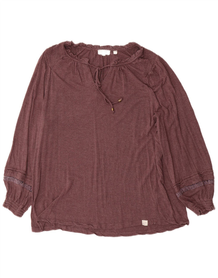 Blusa feminina grande de manga comprida FAT FACE UK 10 pequena viscose marrom