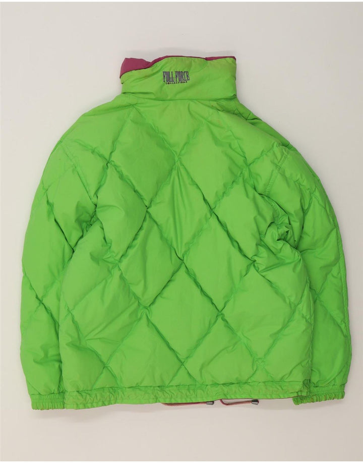 Jaqueta acolchoada reversível feminina vintage Reino Unido 14 grande algodão roxo
