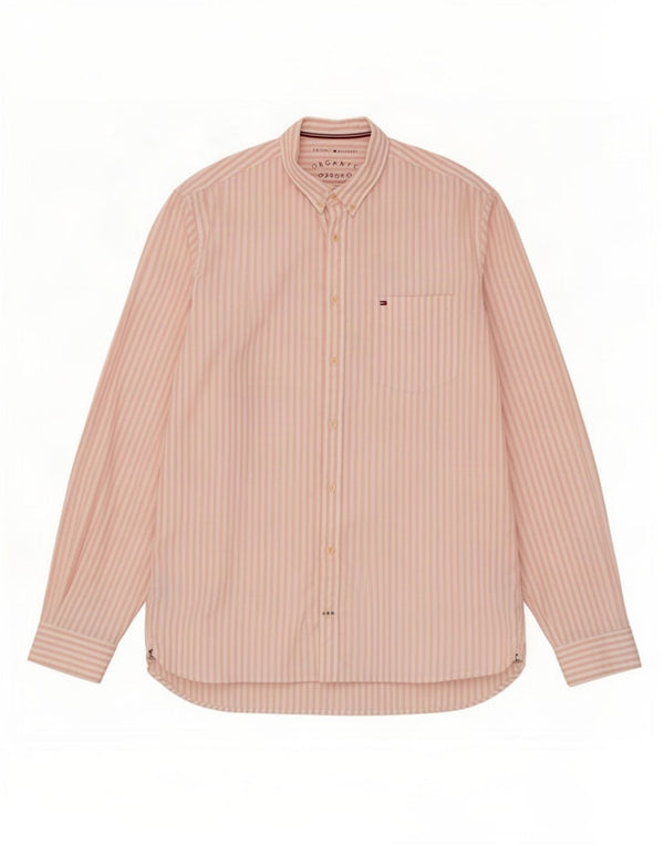 Camisa masculina Tommy Hilfiger XL listrada rosa algodão