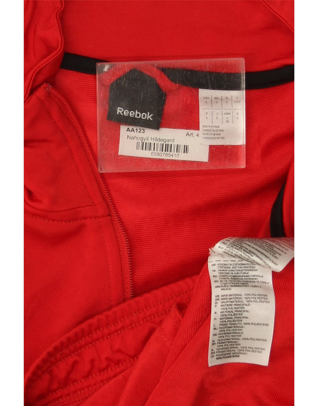 Reebok Mens Tracksuit Top Jacket Grande Poliéster Colorblock Vermelho