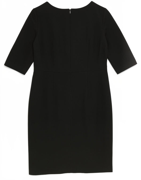 Vestido feminino Hobbs manga 3/4 com bainha UK 14 grande poliéster verde
