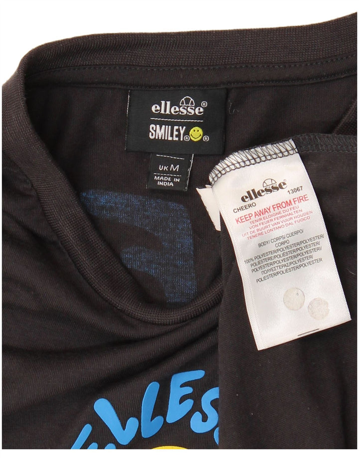 Ellesse Camiseta masculina gráfica Top médio preto poliéster