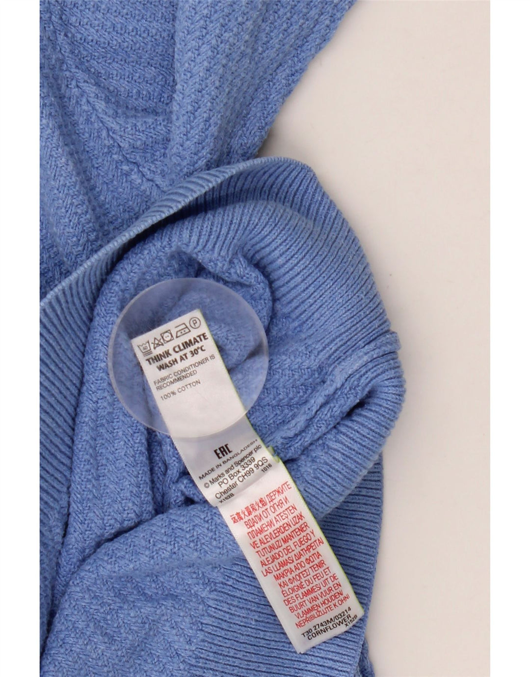 Suéter masculino Marks & Spencer com gola canoa XL algodão azul