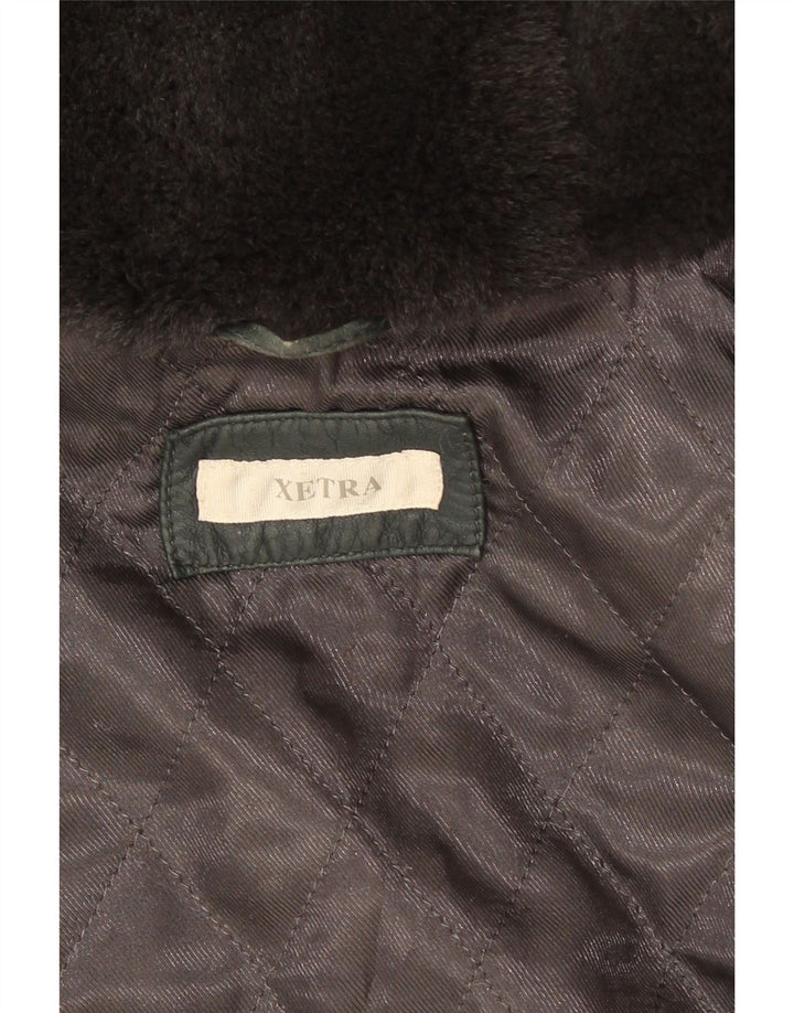 Jaqueta feminina de couro com capuz XETRA Reino Unido 12 médio preto