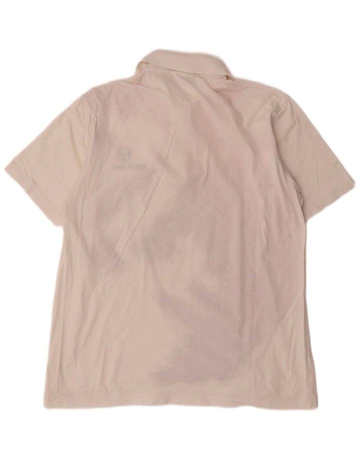 Camisa polo masculina com padrão abstrato Sergio Tacchini, algodão branco médio