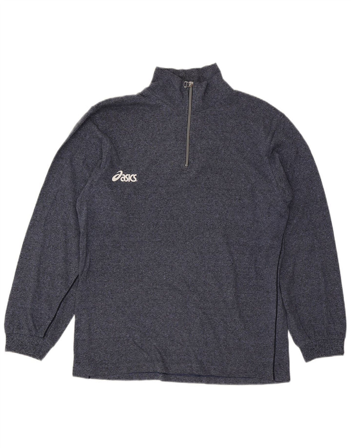 Moletom masculino Asics Graphic Zip Neck Jumper grande azul marinho salpicado