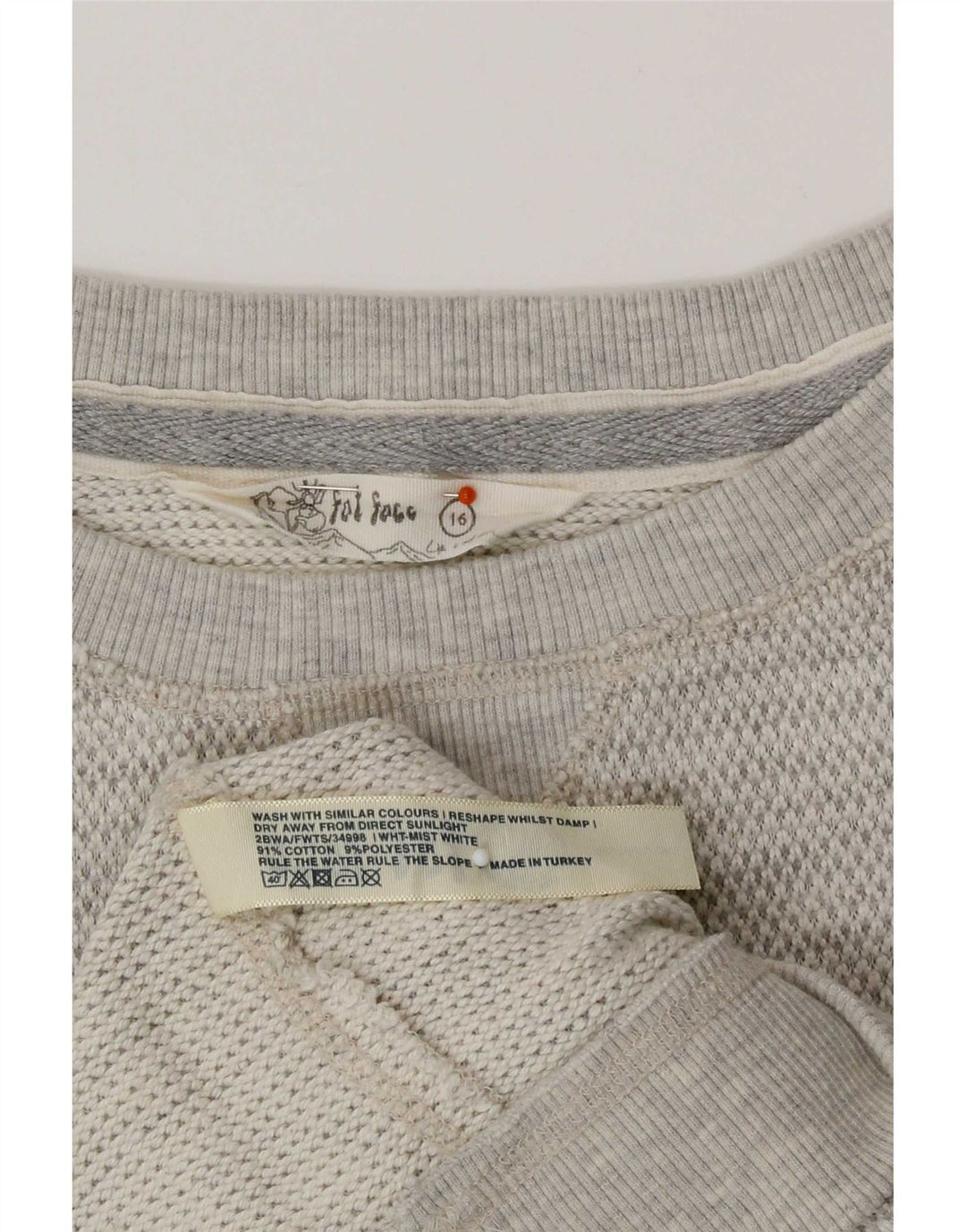 Suéter feminino Fat Face UK 16 grande algodão cinza