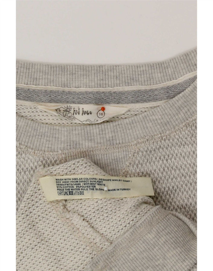 Suéter feminino Fat Face UK 16 grande algodão cinza