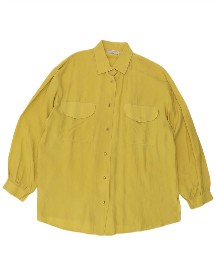 Camisa feminina vintage IT 48 XL seda amarela