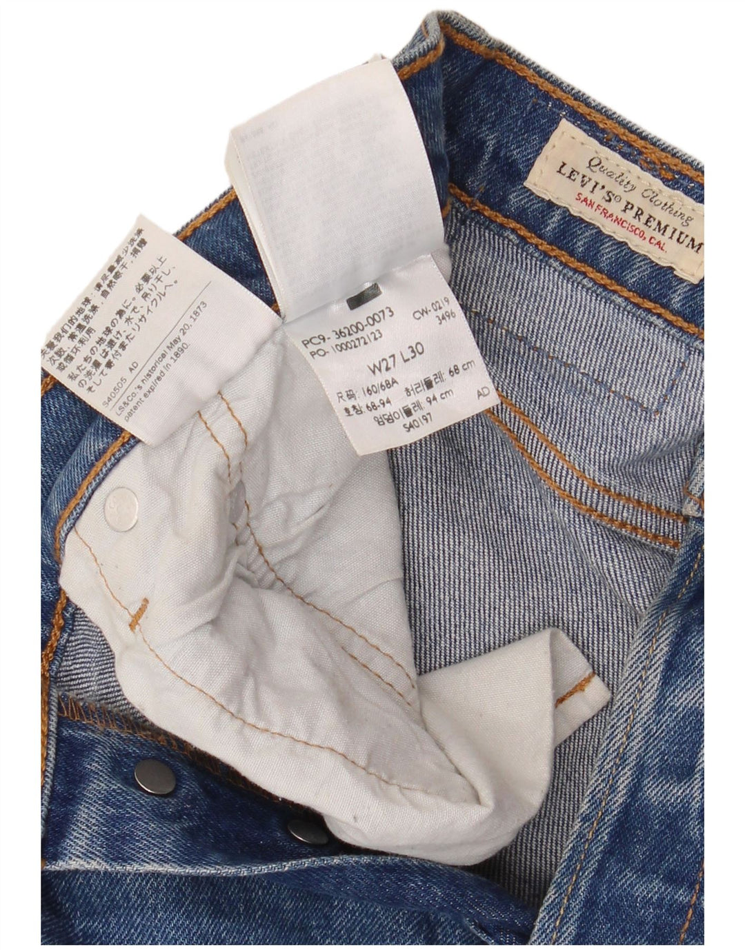 LEVI'S Masculino 501 Straight Jeans W27 L30 Azul Algodão