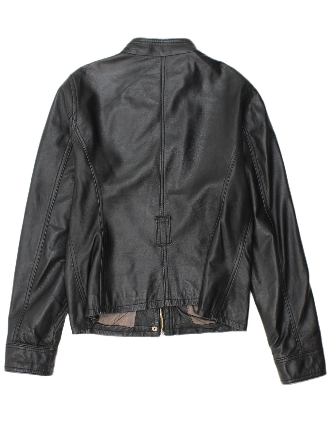 Jaqueta de couro feminina SANDRO FERRONE Reino Unido 14 grande couro preto