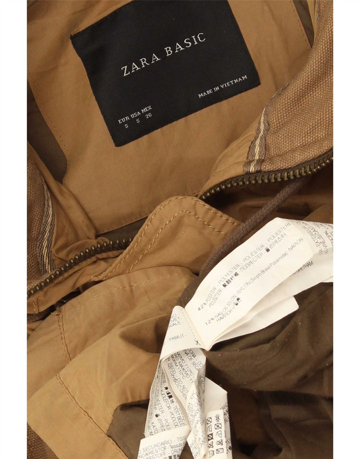 Jaqueta Parka com capuz feminina Zara UK 10 poliéster bege pequeno