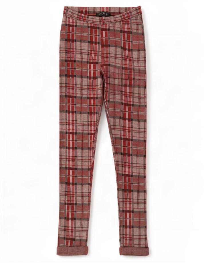 Leggings gráficas femininas Topshop Reino Unido 8 poliéster xadrez vermelho pequeno