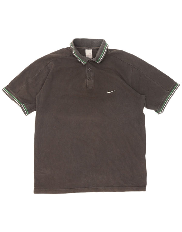 Camisa polo masculina Nike UK 45/47 XL preta listrada de algodão