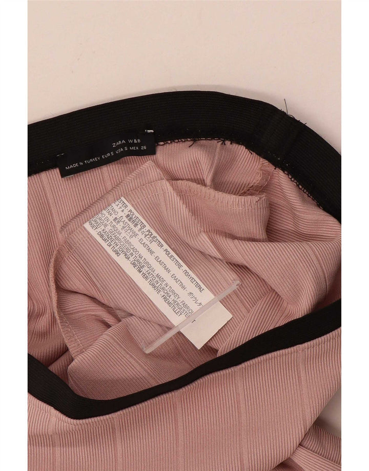 Saia lápis feminina Zara W26 pequeno bloco colorido rosa
