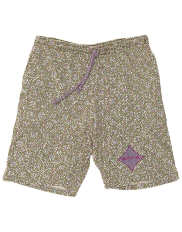 Shorts esportivos masculinos vintage grande algodão floral verde