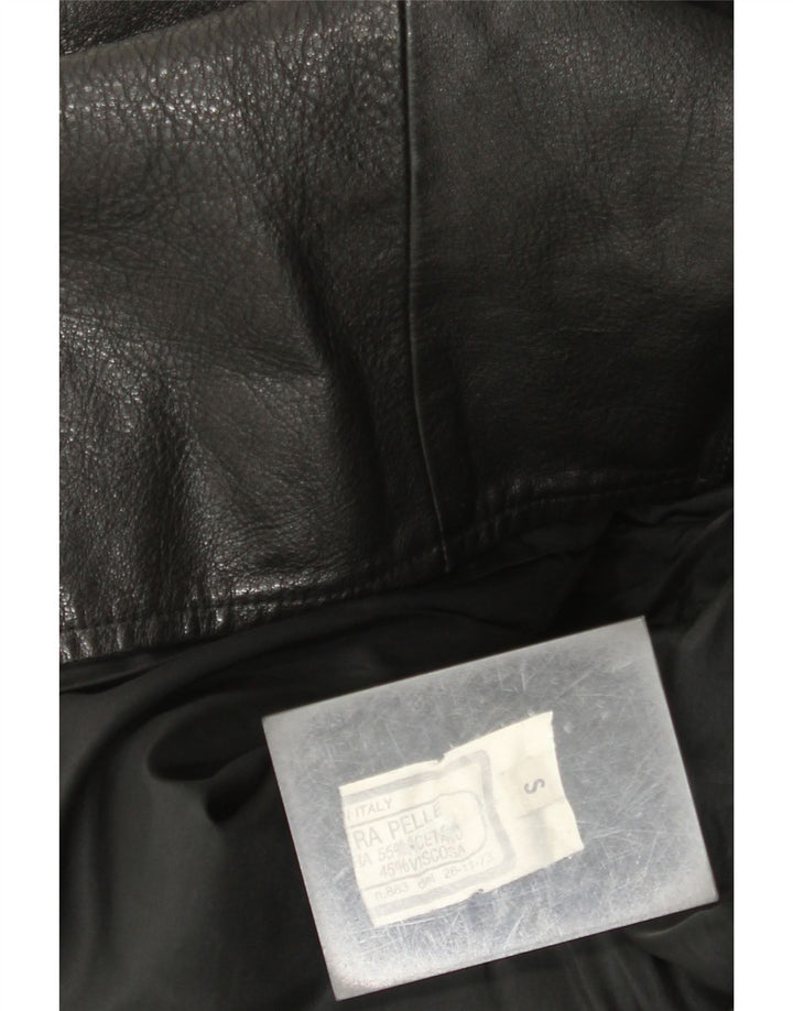 Jaqueta de couro superdimensionada vintage feminina Reino Unido 10 couro preto pequeno