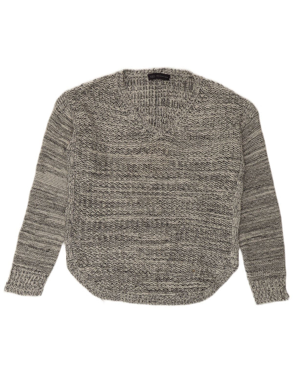 Suéter feminino Marks & Spencer com decote em V Reino Unido 14 médio azul marinho manchado