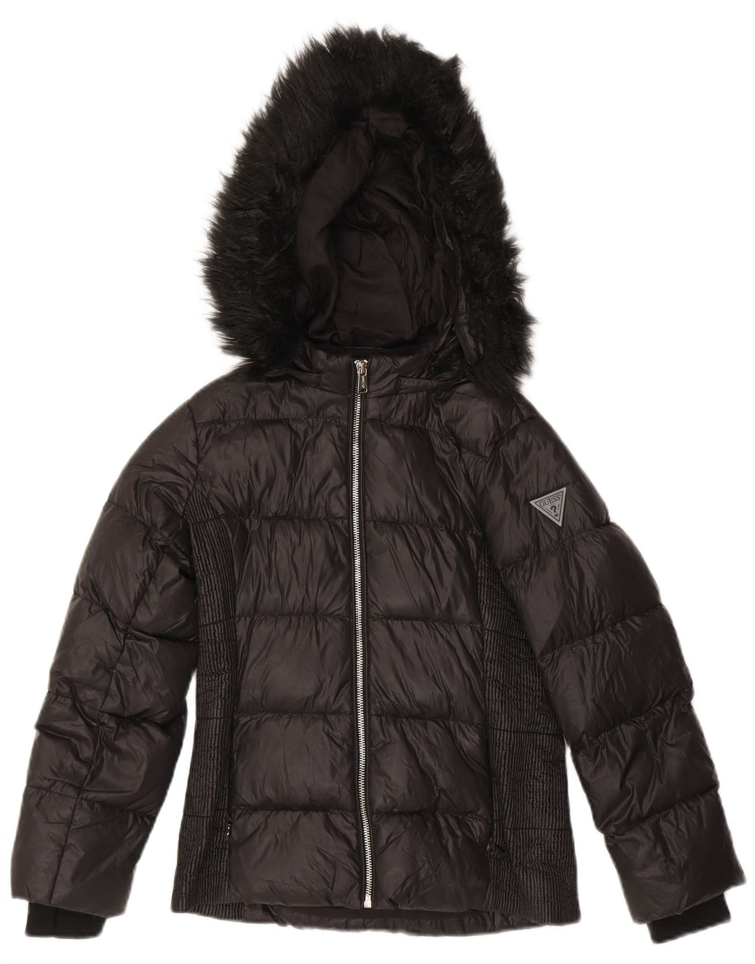 GUESS Girls Hooded Padded Jacket 9-10 Years Black Polyamide