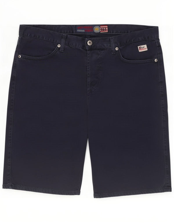 Roy Rogers Shorts casuais masculinos grandes W34 algodão azul marinho