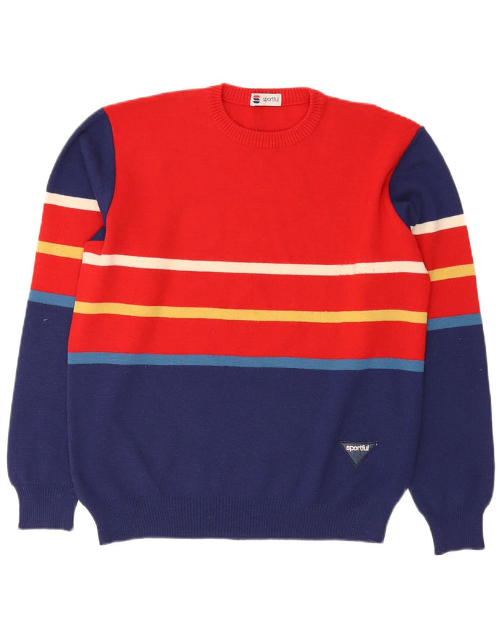 Suéter masculino Sportful com gola redonda grande bloco colorido vermelho