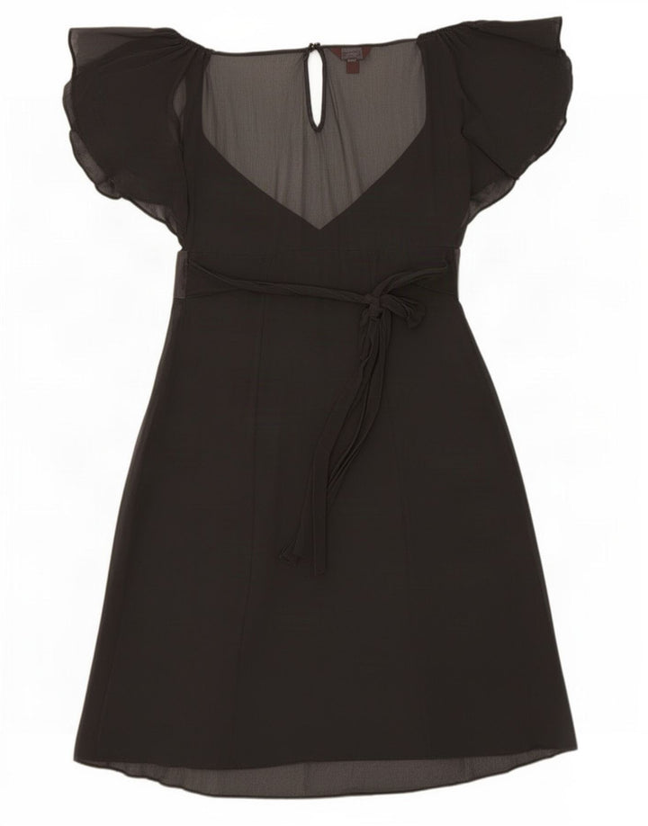 Monsoon Vestido Império Feminino Reino Unido 12 Médio Preto