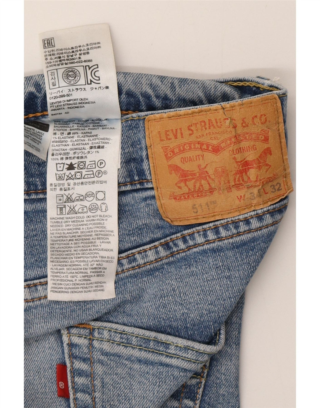 Calça Jeans Levis 511 Slim Masculina W34 L32 Azul Algodão