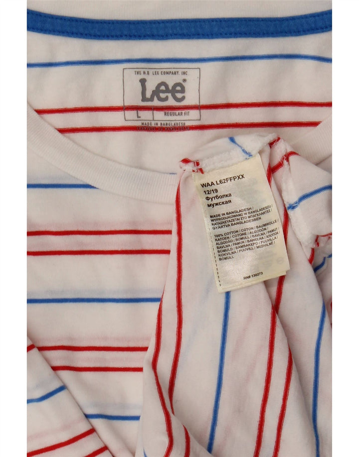 Lee Mens Regular Fit Camiseta Top Grande Algodão Listrado Branco