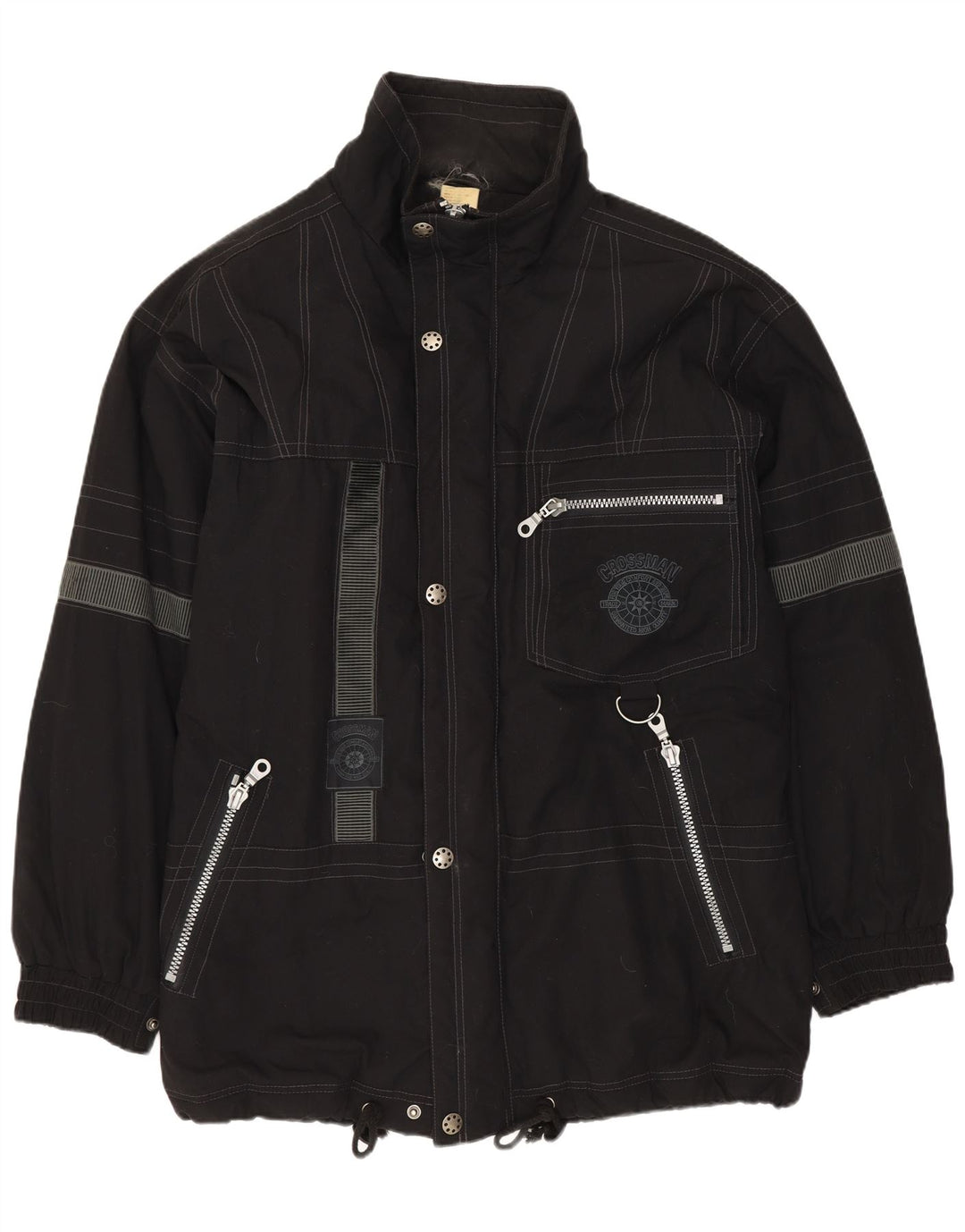 Jaqueta corta-vento masculina VINTAGE UK 42 XL poliéster preto