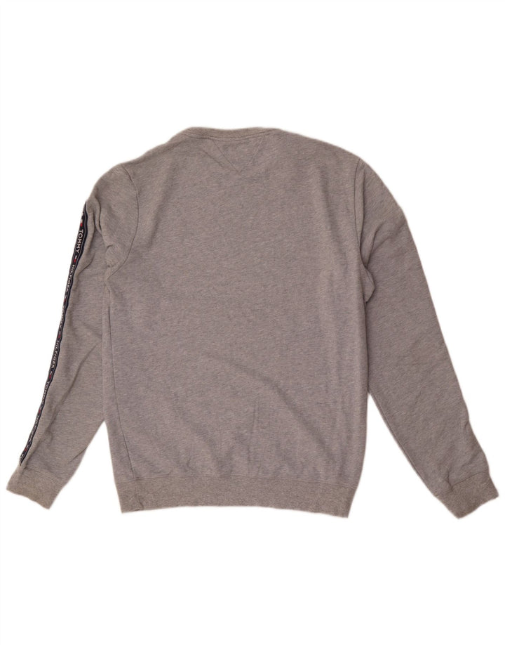 Tommy Hilfiger moletom gráfico masculino jumper grande cinza colorblock algodão