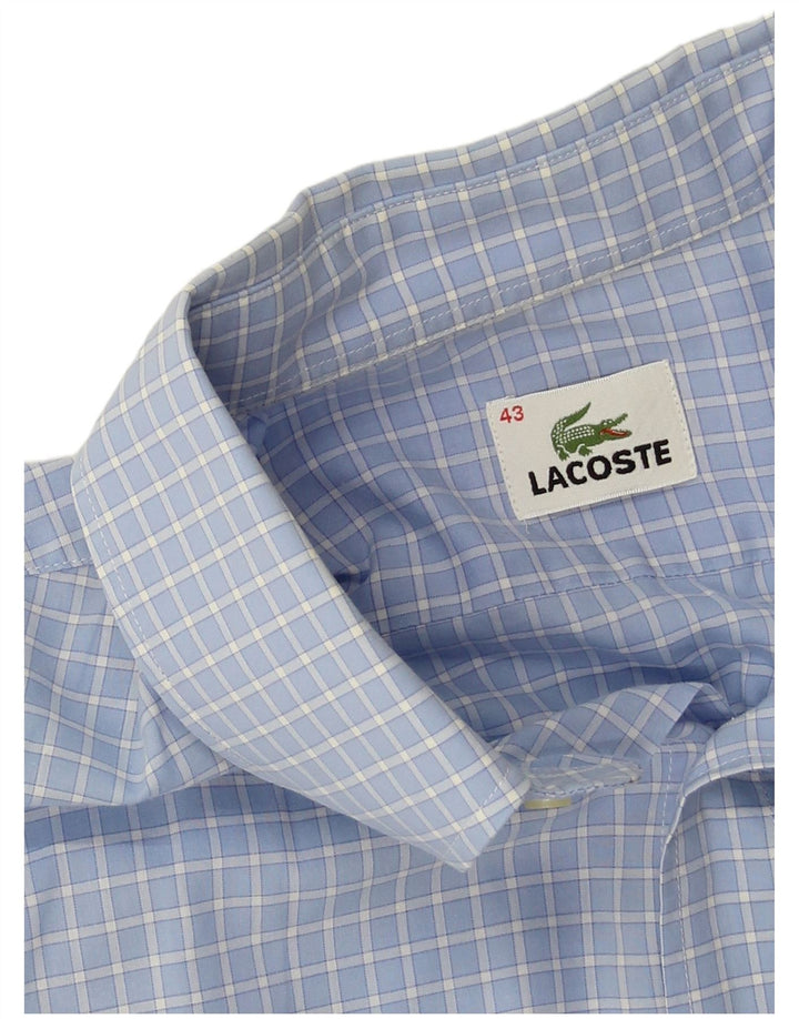 Lacoste camisa masculina de manga curta tamanho 43 XL azul xadrez