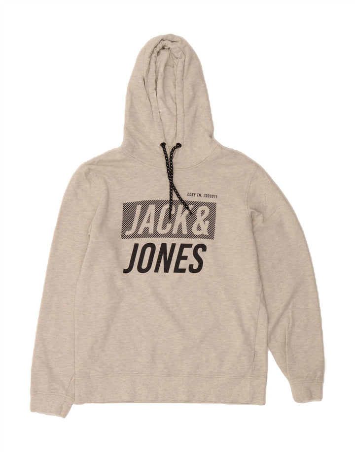 JACK & JONES Mens Graphic Hoodie Jumper Large Grey Cotton Vintage Jack & Jones and Second-Hand Jack & Jones from Messina Hembry 