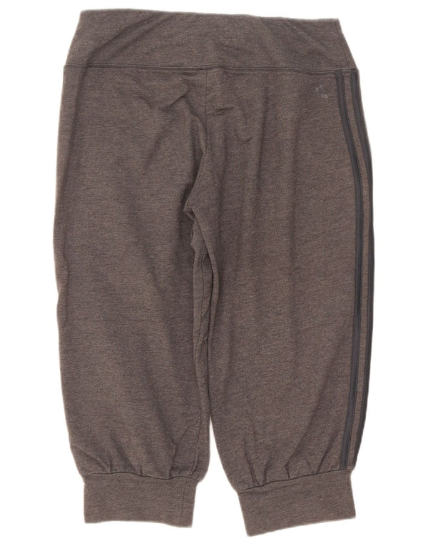 Adidas Womens Capri Calças de treino Joggers UK 12 Medium Grey Cotton